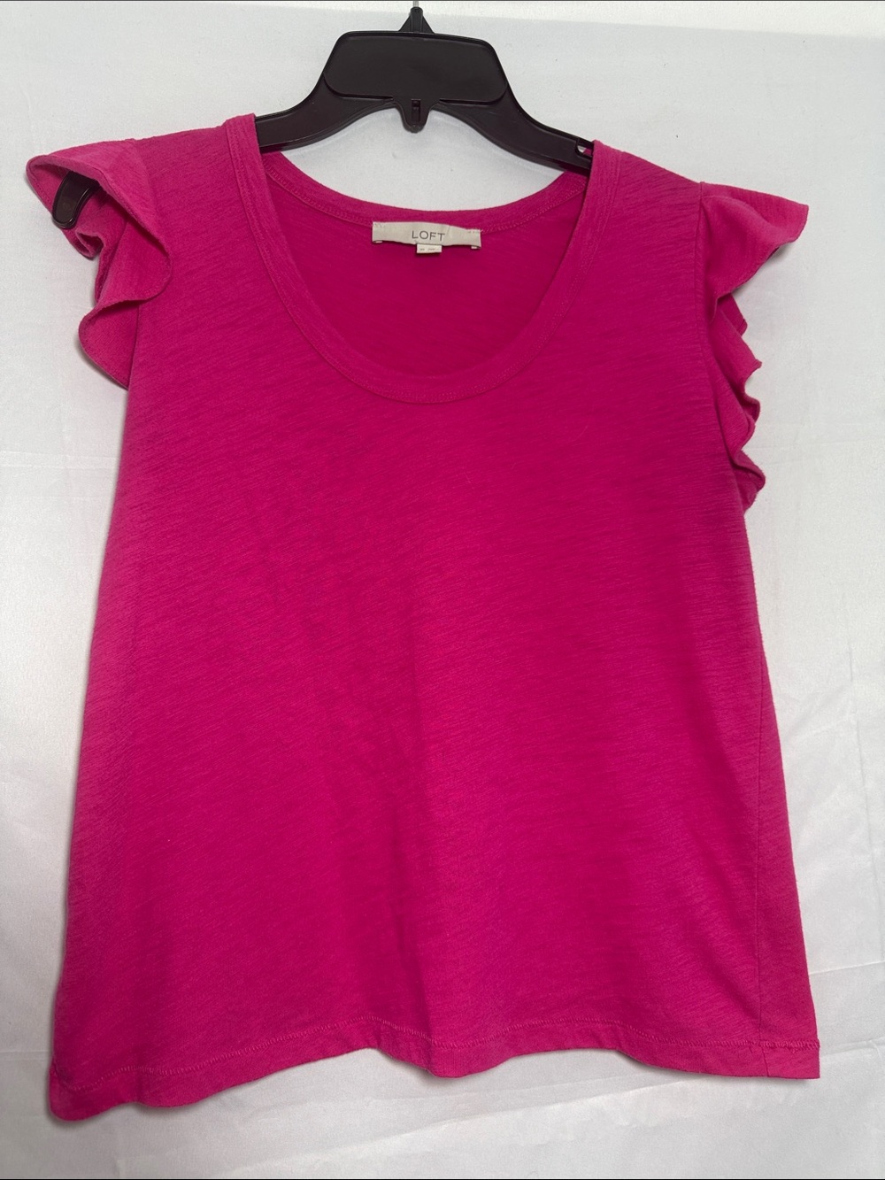LOFT Fuchsia Ruffle Sleeve Tank Top